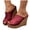 Red, variant on Women's Peep Toe Platform Sandals Cork Wedge Lightweight Canvas Mules Comfortable Slip On Dress Summer Slides Shoes Brown Size 6