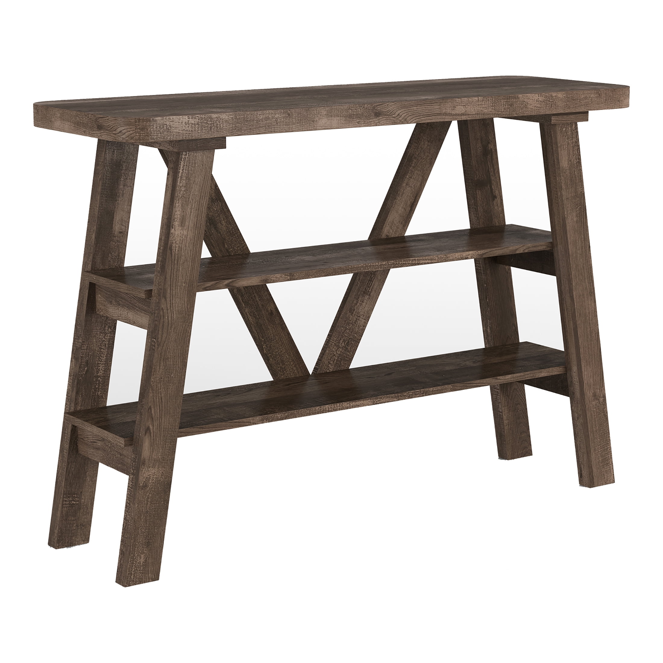 Furniture of America Birch 2-Shelf Console Table, Reclaimed Oak