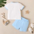 thumbnail image 3 of 2T Toddler Baby Boys Clothes Baby Boys Summer Outfits 2-3T Toddler Boys Short Sleeve Round Neckline Top Shorts 2PCS Set White, 3 of 7