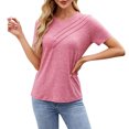 thumbnail image 1 of Icvfdpl Womens Tshirt Slim Fit Short Sleeve With Button Design Striped Pattern Top Casual Wear Dailywear Soft L, 1 of 5