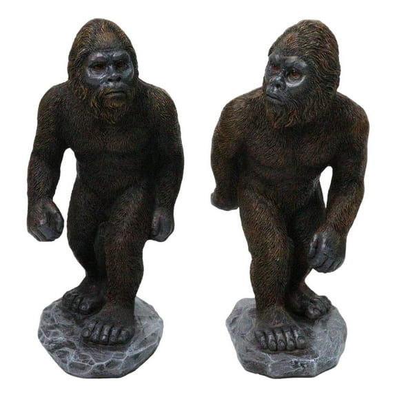 Set of 2 Forest Mythical Creature Sasquatch Bigfoot Cryptid Apes Figurines