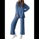 thumbnail image 1 of Conjuntos de Dos Piezas para Mujer, Camisetas de Larga A Juego, Pantalones Anchos y Chándales, Ropa de Otoño. Azul S, 1 of 10