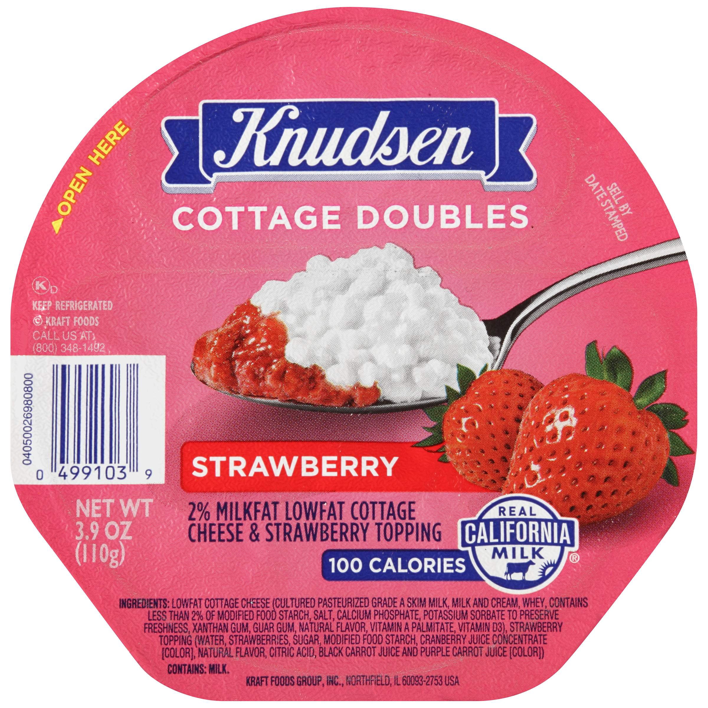 Knudsen Cottage Doubles Cottage Cheese & Strawberry Topping 3.9 oz. Tub
