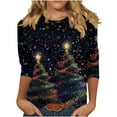 thumbnail image 2 of Craaazy Sweatshirt For Women Christmas Printed 3/4 Sleeve Shirt Round Neck Xmas Tops Gifts For Women, 2 of 3