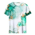 thumbnail image 3 of JTZGDY Plus Size Tops for Women Vintage Floral Printed Summer Short Sleeve Basic Crewneck Graphic T-Shirts Loose Oversized Dressy Casual Tunic Blouse Multicolor#11 M, 3 of 5