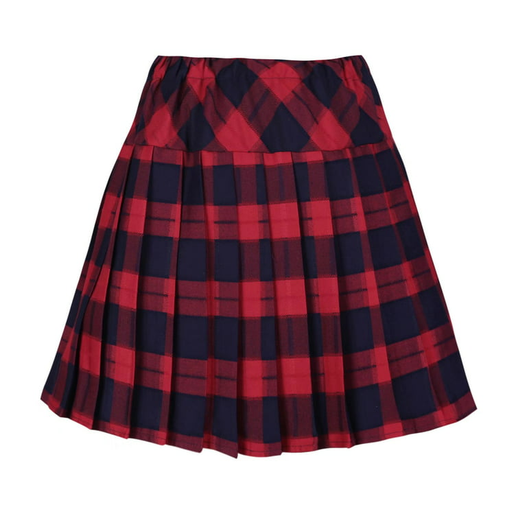 Urban CoCo Plaid Pleated School Uniform Mini Skirts (Series 5 Red,L) 