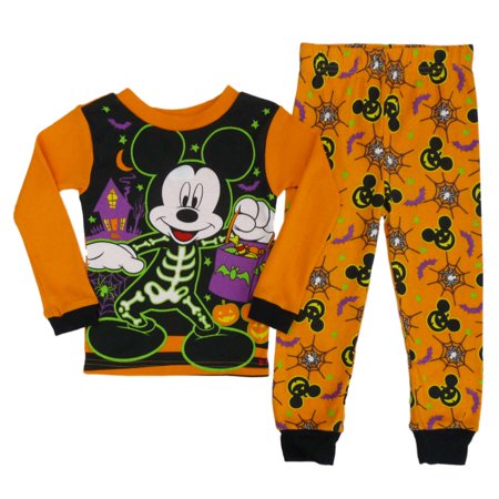 mickey mouse infant toddler boys glow in the dark halloween pajama set