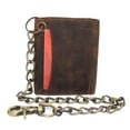 thumbnail image 5 of MARSHAL Vintage Biker Trifold Wallet for Men  RFID Blocking Genuine Leather Chain Wallet with Embossed Bull Head Design and Snap Closure Brown, 5 of 9