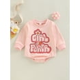 thumbnail image 2 of ZAXARRA Bébé Fille Romper, Manches Longues Col Rond Fleurs Lettres Imprimer Boutons Printemps Automne Court Romper, 2 of 8