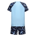 thumbnail image 4 of Yeahdor Boys Short Sleeve Printed Rash Guard Two Pieces Swimsuit Set Summer Beach Bathing Suit Sky Blue A 4XL, 4 of 7