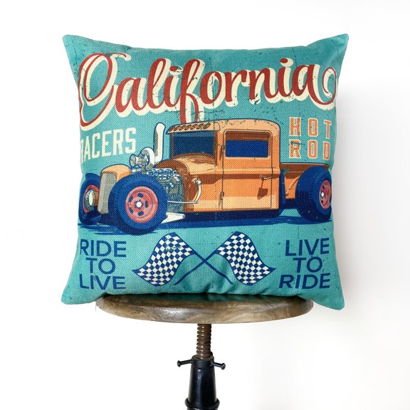 California Hot Rod Racer | Pillow Cover | Throw Pillow | | Dad Gift | Classic Car | Gift Ideas | Pillow | Hot Rod | Room Décor