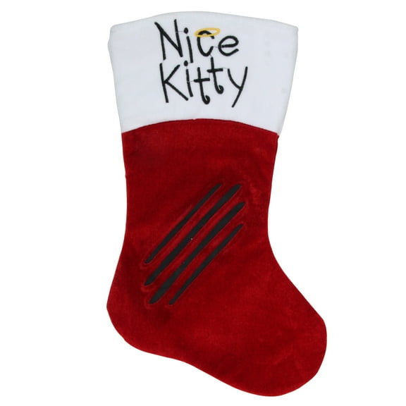 Northlight 19" Red with White Angel Pet Nice Kitty Christmas Stocking