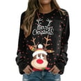 thumbnail image 1 of Noël Femmes Sweat-Shirt à Manches Longues Fermeture Cardigan Imprimé Mode Pull Mi Longueur Veste Col Rond Chaud Chandail Vacances Xmas Outwear, 1 of 6