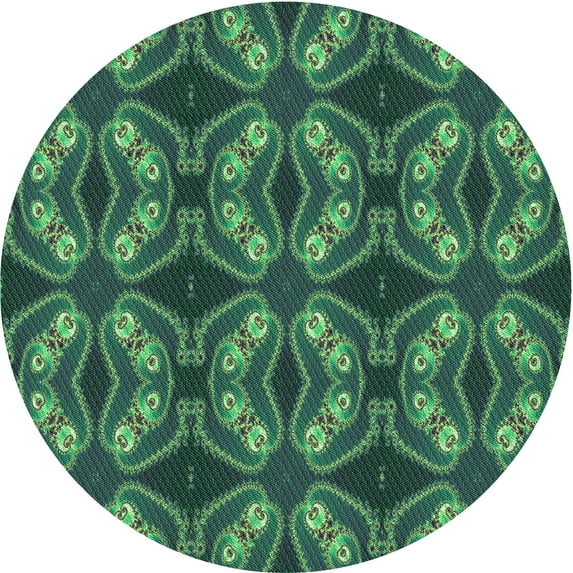 Ahgly Company Indoor Round Patterned Dark Blue Grey Blue Area Rugs, 5' Round