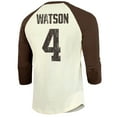 thumbnail image 3 of Men's Majestic Threads Deshaun Watson Cream/Brown Cleveland Browns Vintage Player Name & Number Raglan 3/4-Sleeve, 3 of 3