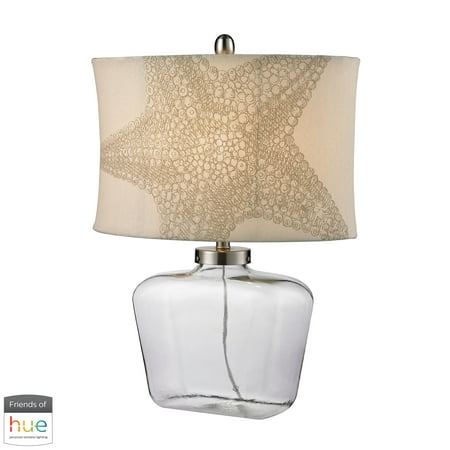 Clear Glass Bottle Table Lamp in Polished Nickel- Philips Hue LED