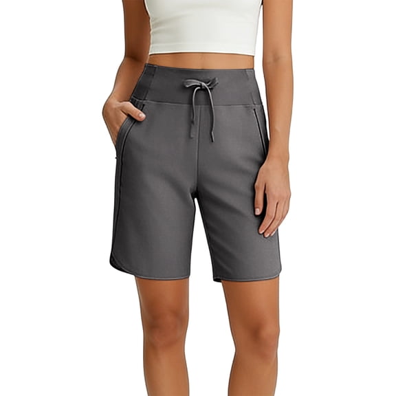 MYAOYI Womens Drawstring Athletic Shorts High Waist Side Slit Sporty Activewear