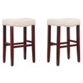 thumbnail image 1 of 29" Upholstered Saddle Seat Bar Stool (Set of 2) in Beige, 1 of 5