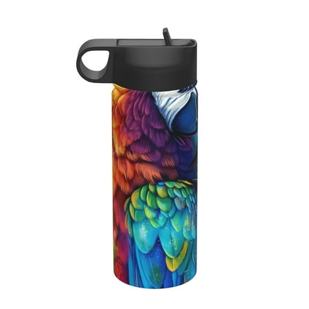 

Adobk Colorful Parrot Jungle Dream Print Water Bottle 18oz Sports Insulated Kettle for Cycling Gym Basketball Outdoor Suitable as a Present