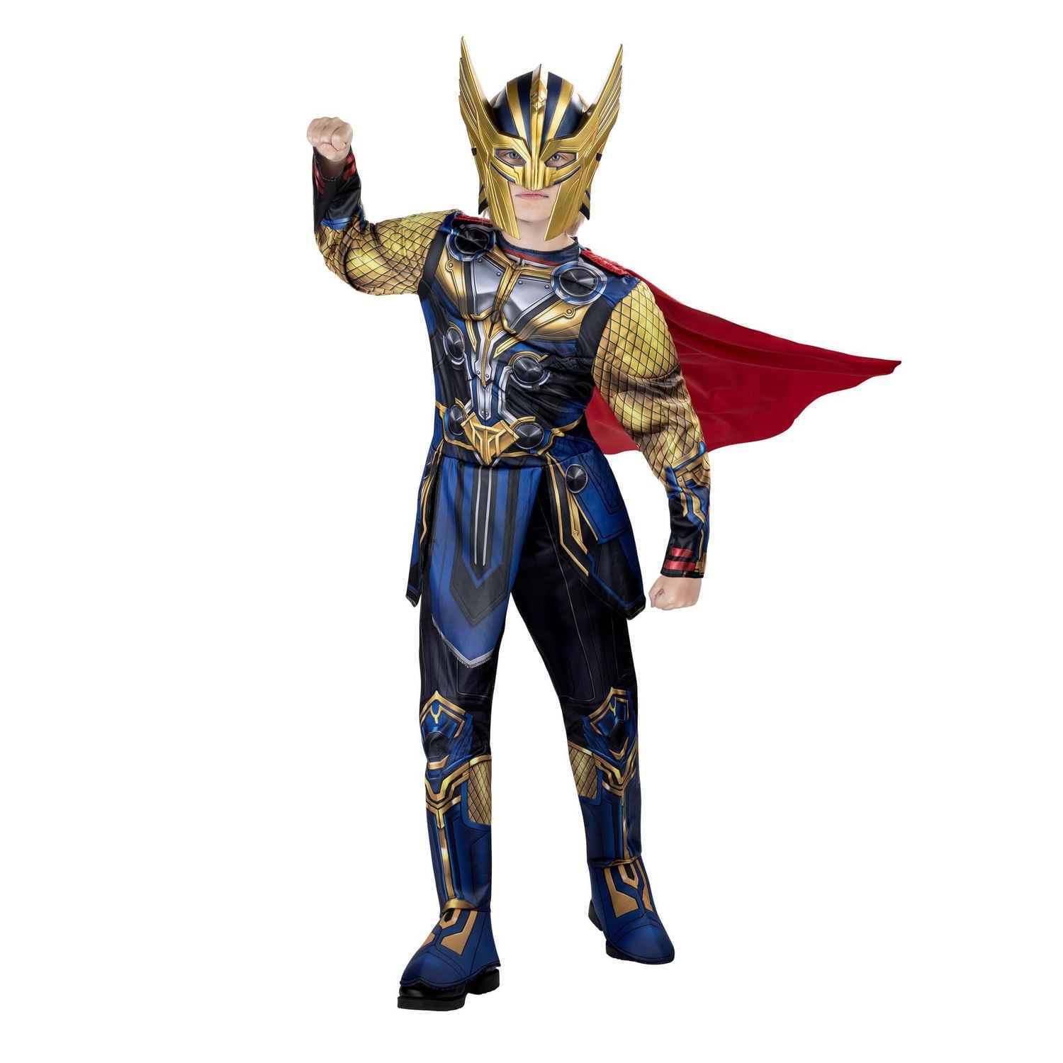 MARVEL Youth Thor Costume - Padded Jumpsuit with Cape and Plastic Mask