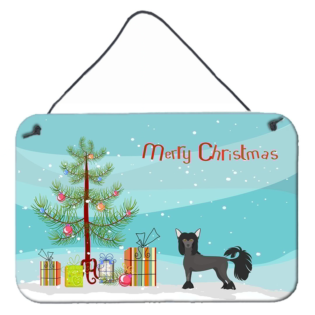 Carolines Treasures CK3447DS812 Chinese Crested Christmas Tree Wall or Door Hanging Prints 8x12 multicolor