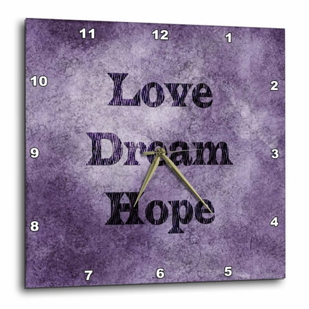- 3dRose Purple Love, Dream, Hope - Zebra Print Word Art, Wall Clock, 10 by 10-inch