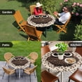 thumbnail image 4 of Coffee Owl Round Tablecloth for 45-54 Inch Tables, Fitted Table Cover with Elastic Edge, Cute Bird Big Eyes Animals Brown Beans Waterproof Outdoor Table Cloth Protector for Patio Garden Dinner Picnic, 4 of 9