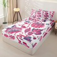 thumbnail image 2 of jejeloiu Rustic Floral Zipper Twin Comforter Sets with Fitted Sheet and 2 Pillowcases For Girls,Pink Flowers Blossom Zipper Bedding Set,Magenta Purple White,Pink Reversible,4-Piece, 2 of 7