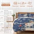 thumbnail image 6 of Christmas Watercolor Bedding Duvet Cover Set Twin Size 4 Pieces Snowman Snowflakes Blue Vintage Bedding Set with Zipper Closure, 1 Comforter Cover 68x86 Inches 1 Flat Sheet & 2 Pillow Cases, 6 of 7