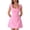 Pink, variant on Unir Women's Summer Mini Dress, Square Neck Cap Sleeve Solid Color Flared A-Line Dress with Stretch, 1PC, XS-L