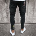 thumbnail image 3 of Mens Skinny Jeans Rip Slim fit Stretch Denim Distress Frayed Biker Jeans Boy, 3 of 5