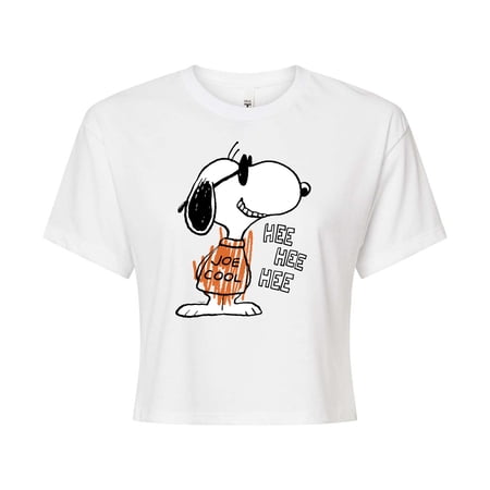 Peanuts - Joe Cool Hee Hee Hee - Juniors Cropped Cotton Blend T-Shirt