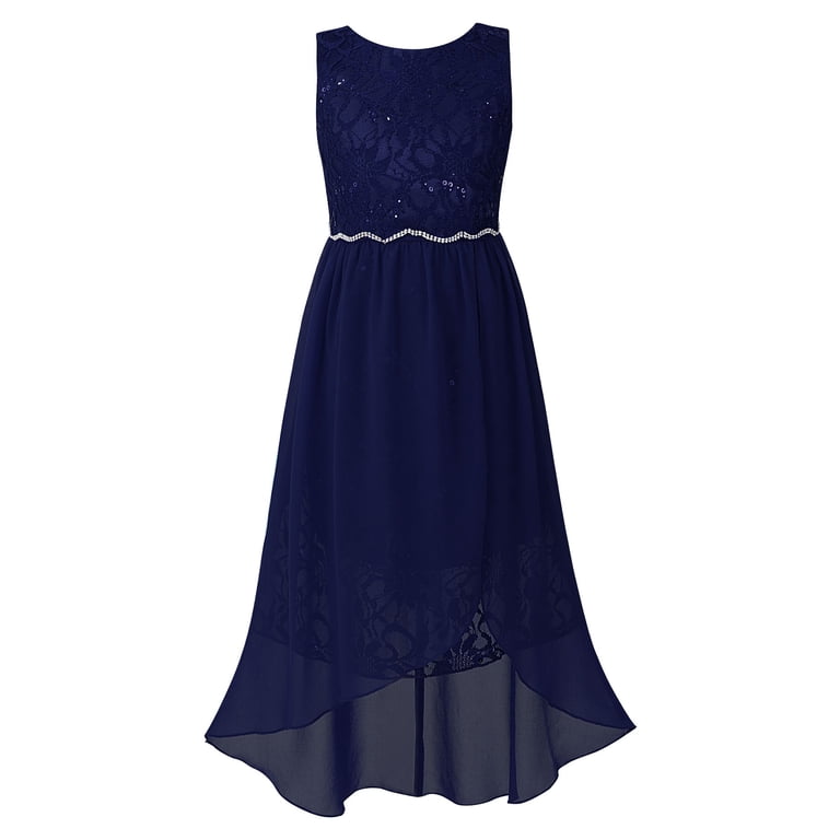 blue floral junior bridesmaid dress Floral Bateau Neck Maxi Junior Bridesmaid Dress with Pockets