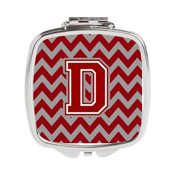 Letter D Chevron Maroon & White Compact Mirror - Maroon & White - 3 x 0.3 x 2.75 in.