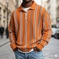thumbnail image 6 of Zynoxe Men's Striped Sweatshirt with Elastic Ribbed Cuffs Classic Lapel Collar Sweatshirt for Men Loose Drop Shoulder Long Sleeve Pullover Top Fashionable Color Block Fall Sweatshirt 2XL, 6 of 8