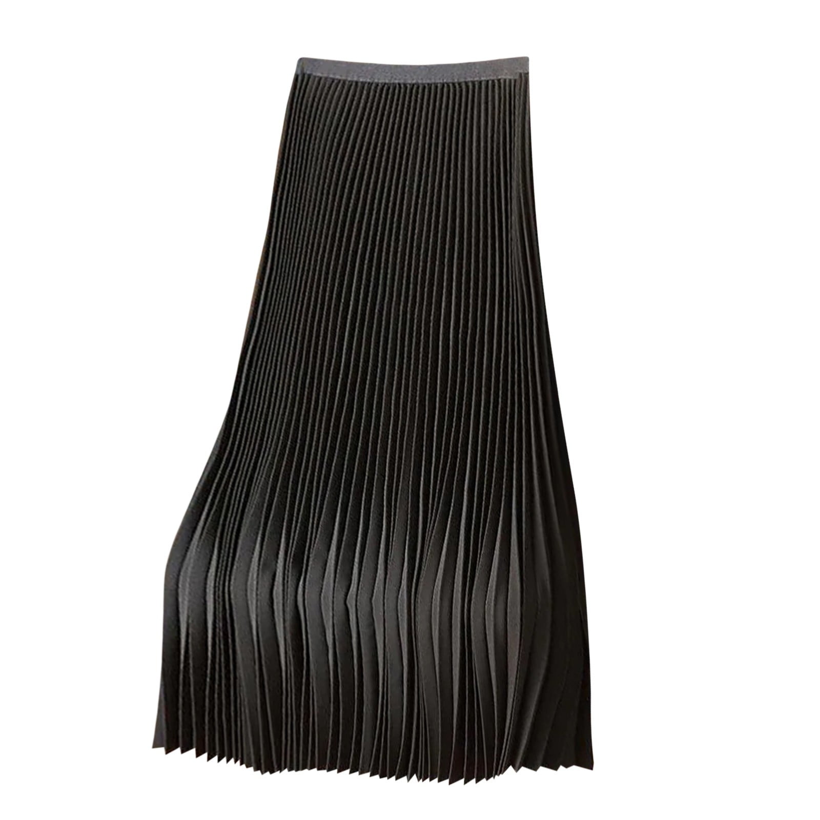 Blvb Satin Skirts For Women High Waisted Solid Casual Pleated Flowy Party Night Out Versatile Long Maxi Skirts Black