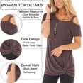 thumbnail image 3 of SWQZVT Women T Shirt Fashion Summer Tops for Woman Going Out Tops for Womens Off the Shoulder Blouse Coffee Tees, 3 of 5