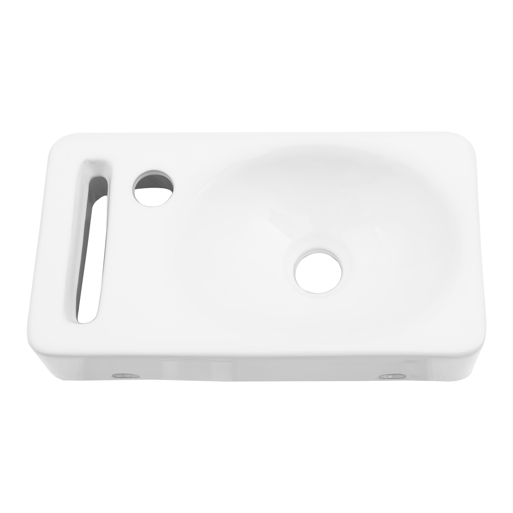 Logmey 15"x8" Porcelain White Bathroom Ceramic Sink Rectangular Wall Mount Sink, Pre-Drilled Faucet Hole
