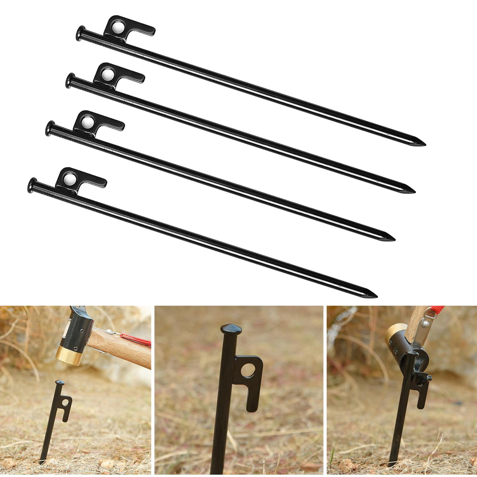 4 Packung Multiuse Heavy Duty Tent Stakes Metal Awning Anchor Tarp Pegs Canopy Nails for Outdoor Camping Hiking Trip 30cm