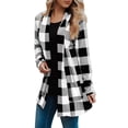 thumbnail image 2 of Delayuji Womens Long Sleeve Cardigan Coat Plaid Cardigan Spring Fashion Checkered Coat Womens Coat M-5XL, 2 of 6
