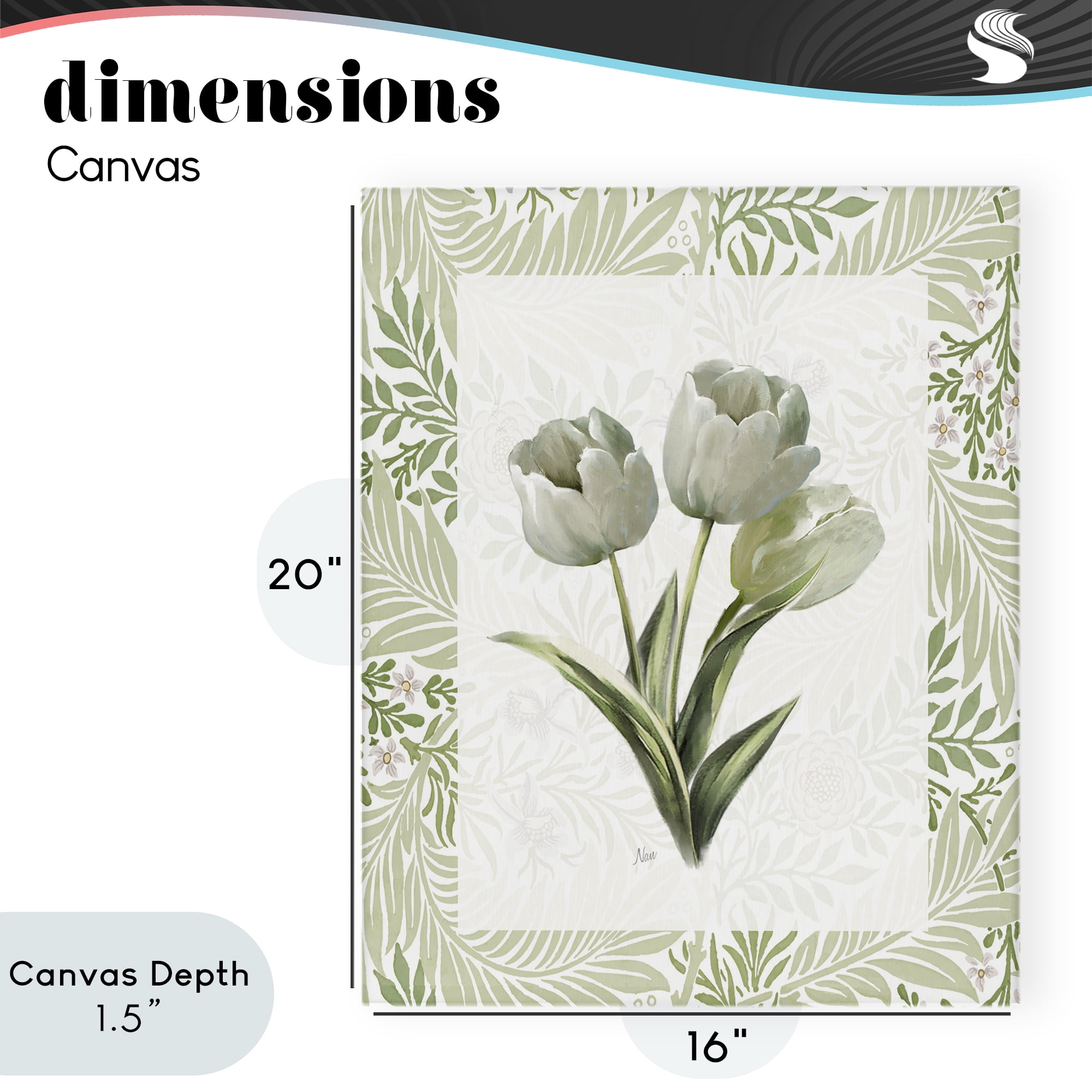 Stupell Industries Pale Green Tulip Trio Canvas Wall Art, design by Nan
