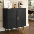 thumbnail image 3 of FYC'shop 2-Door Storage Cabinet, Modern Wood Credenza with Adjustable Shelves, Freestanding Buffet Sideboard Cabinet for Living Room, Bedroom, Dining Room, Entryway, Black, 3 of 9