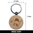 thumbnail image 2 of Hungry Spinosaurus Dinosaur with Sail Spines Round Keychain Charm Tag - Engraved Wood, 2 of 6