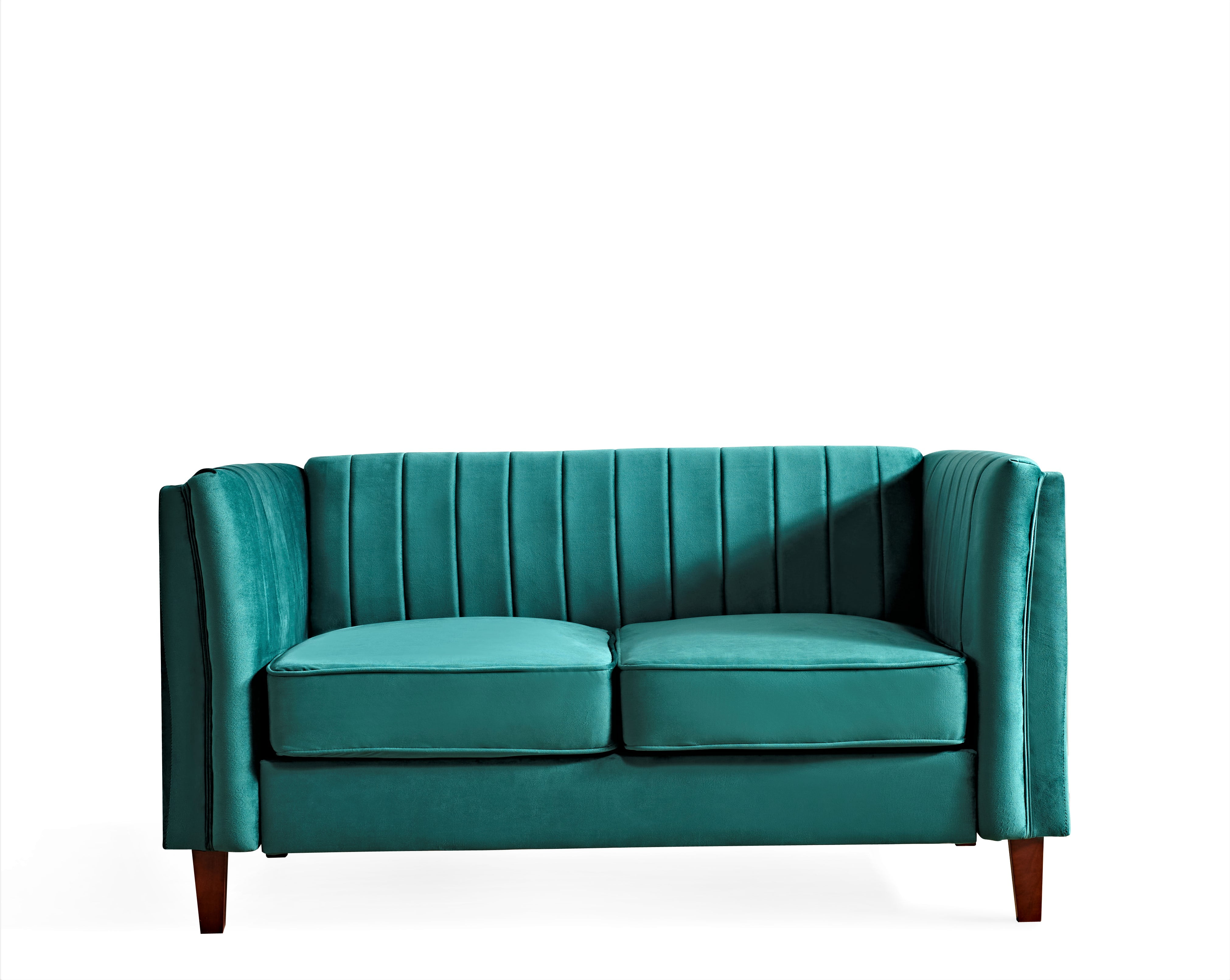 Uspridefurniture Plainfield Line Tufted Square Design 2 Pieces Livingroom Set, Velvet, Loveseat Sofa