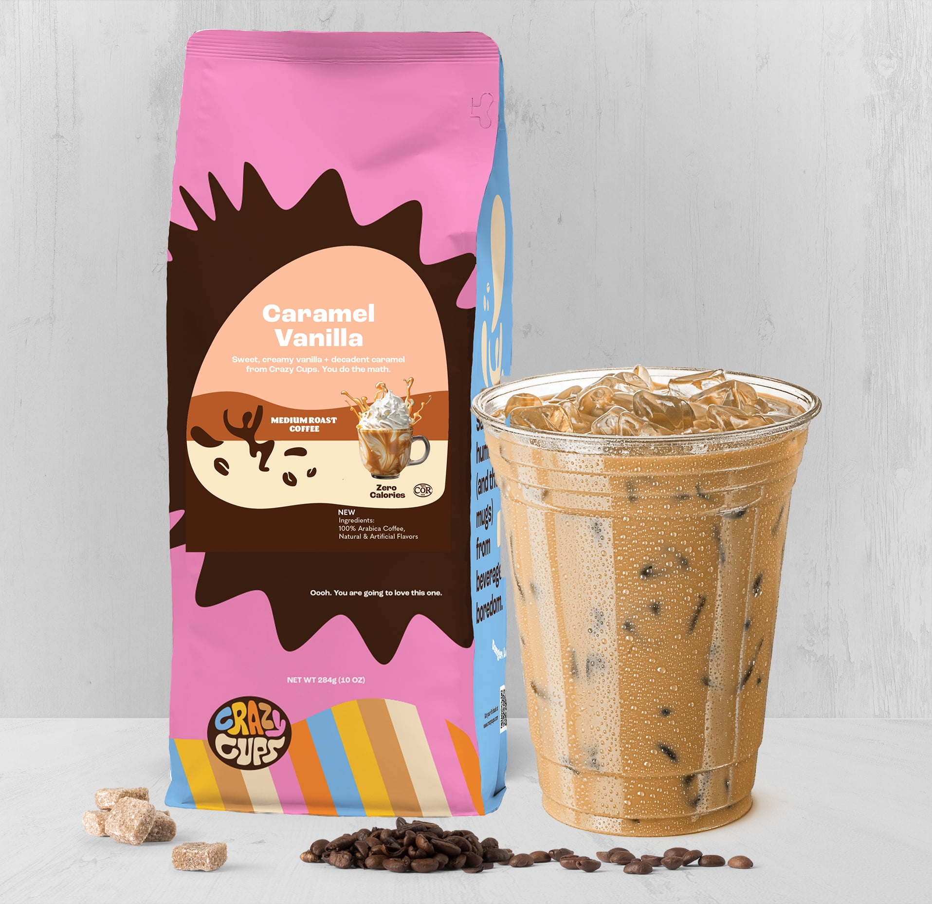Crazy Cups Flavored Ground Coffee Variety Pack, Includes Cinnamon French Toast, Caramel Vanilla, Pumpkin Caramel Spice, in 10 oz Bags, For Brewing Flavored Hot or Iced Coffee, Variety 3 Pack