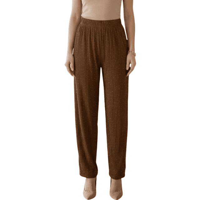 Pantalón Corte Recto Texturizado con Brillos Sutiles, Elegante y Súper Cómodo para Mujer