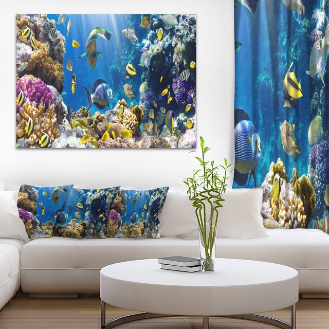 Poisson dans un Récif Corallien - Impression sur Toile de Photographie de Paysage Marin