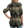 thumbnail image 5 of LETDIOSTO Womens Plus Size Shirts 3/4 Roll Sleeve V Neck Floral Flowy Blouses Tunic Tops, 5 of 9