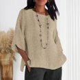 thumbnail image 2 of Women's Casual 3/4 Sleeve Tops Summer Square Neck T Shirts Ruffle Loose Fit Tunic Blouses, 2 of 5