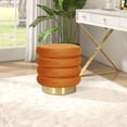 thumbnail image 4 of Joveco 15.7"D Round Velvet Ottoman Footrest Stool, Vanity Stool with Gold Base for Living room, Orange, 4 of 5